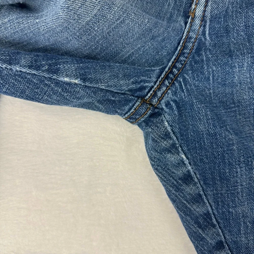 Wrangler Jeans Men Jackson Straight 28x30 Blue Denim Workwear Stained Distressed